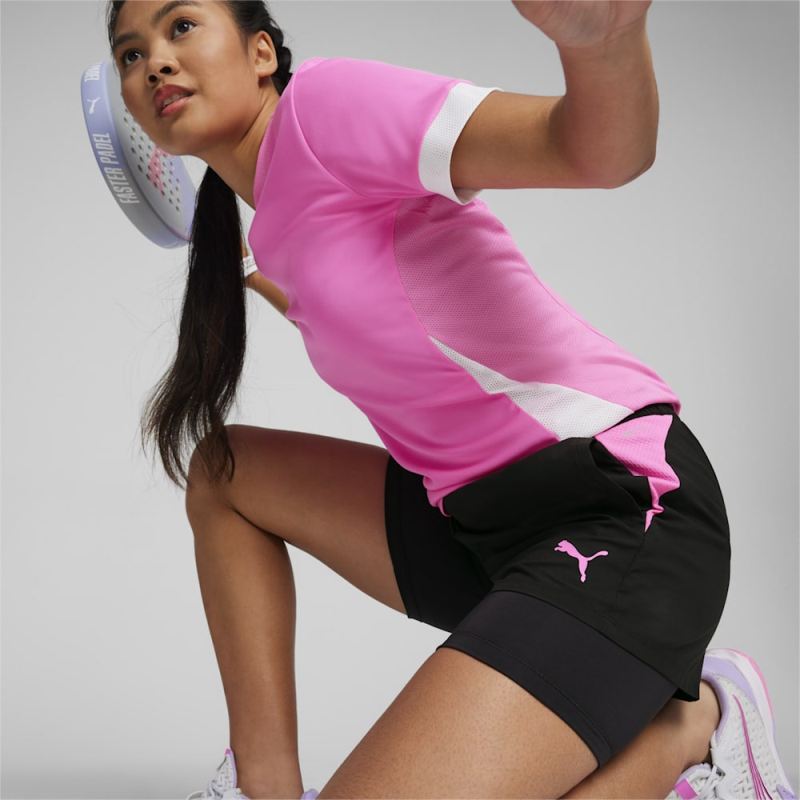 Puma | Women's Individual Racquet 2-in-1 Shorts - Black-Poison Pink