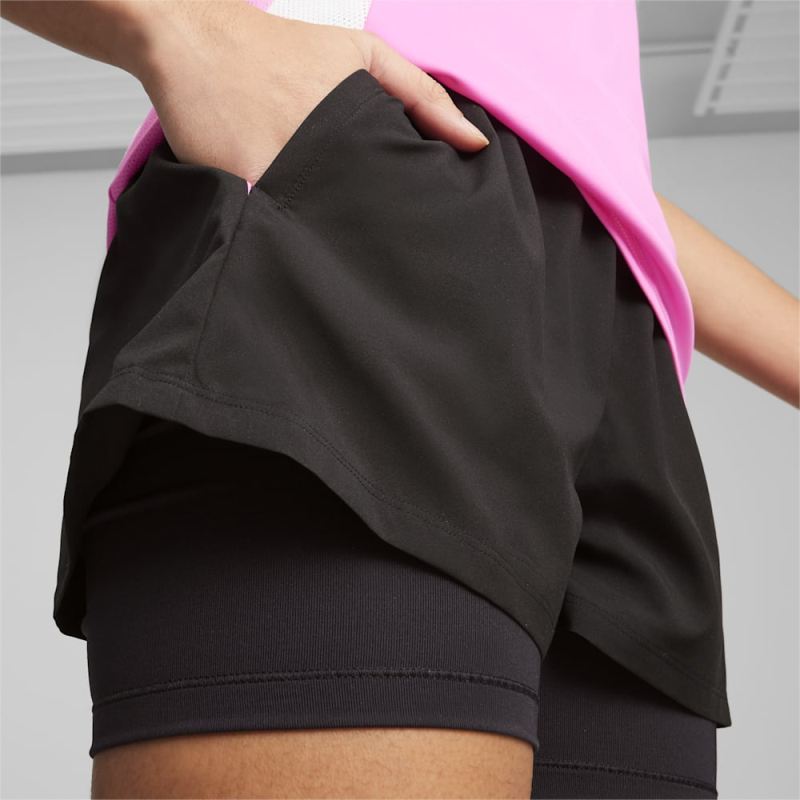 Puma | Women's Individual Racquet 2-in-1 Shorts - Black-Poison Pink