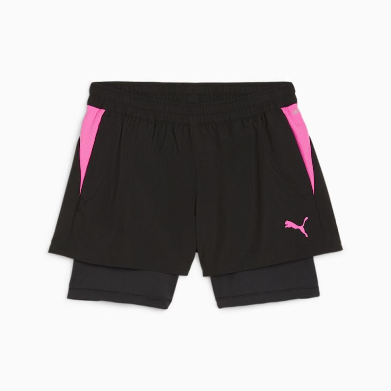 Puma | Women's Individual Racquet 2-in-1 Shorts - Black-Poison Pink