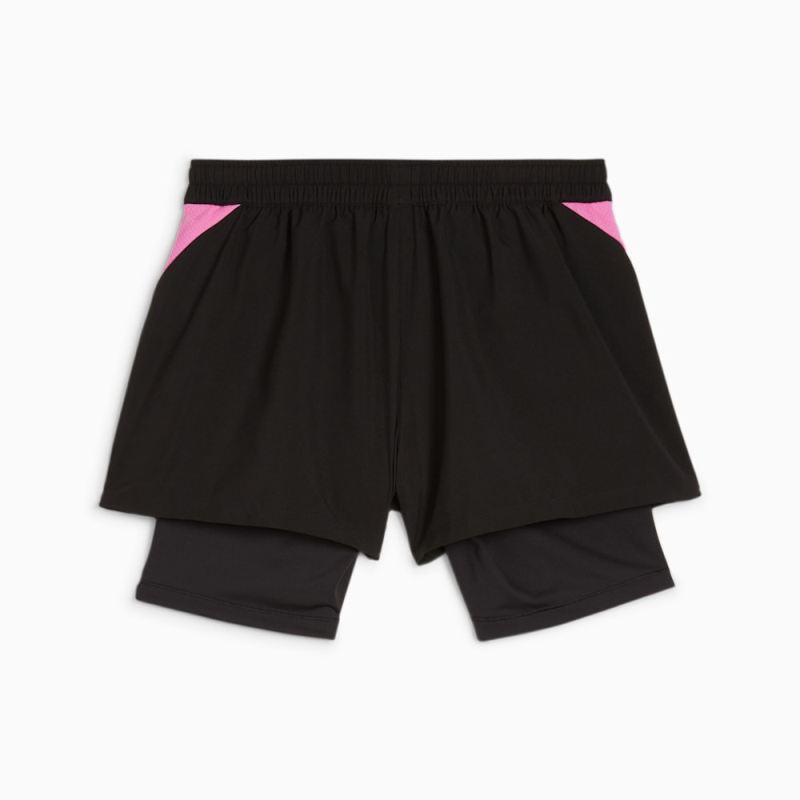 Puma | Women's Individual Racquet 2-in-1 Shorts - Black-Poison Pink