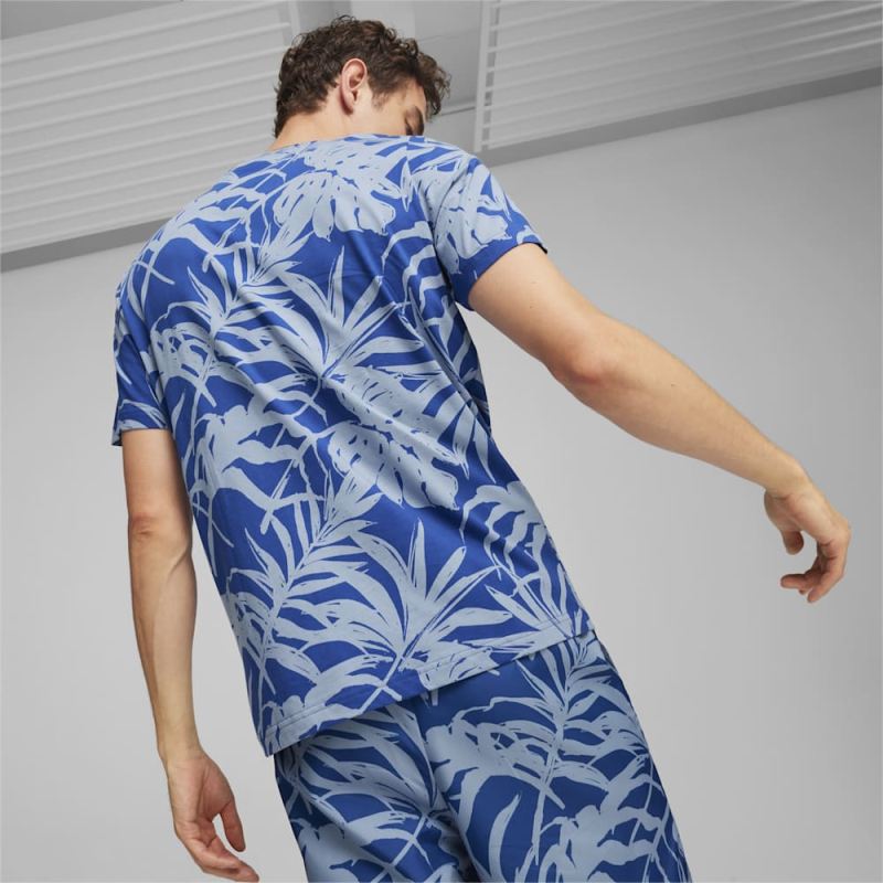 Puma | Men's ESS+ PALM RESORT Tee - Cobalt Glaze-AOP