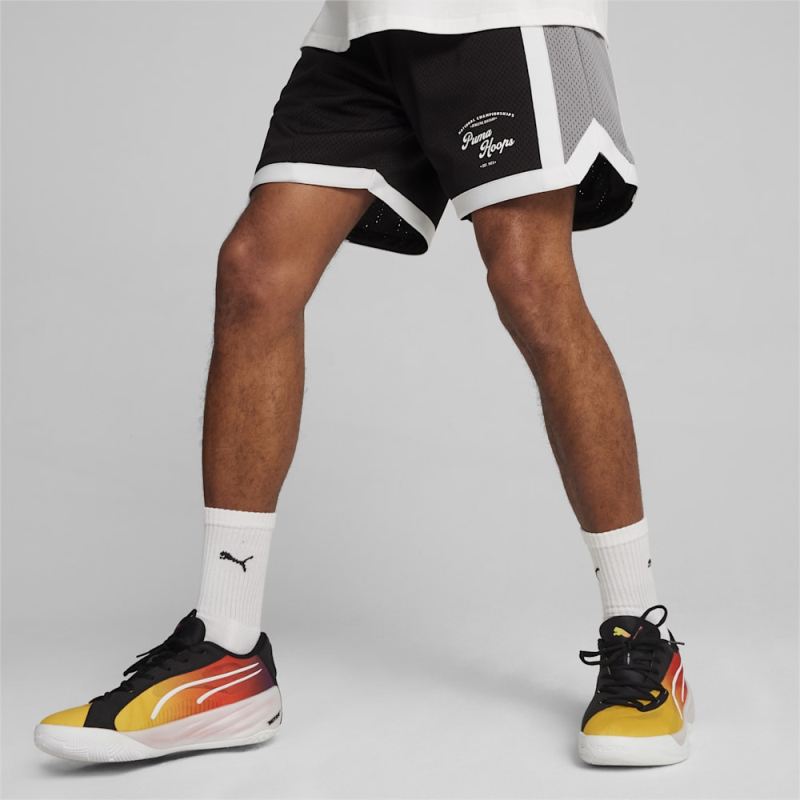 Puma | Men's SHOWTIME Puma | Men's HOOPS Basketball Mesh Shorts - Black