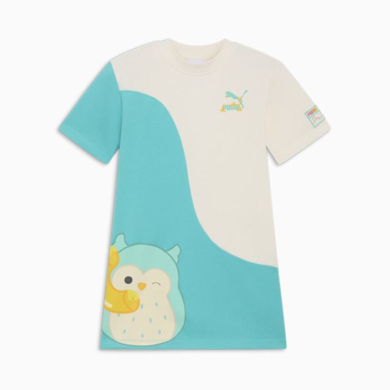 Puma | Girls Puma | Girls x SQUISHMALLOWS Big Kids Color Block T-Shirt Dress - WARM WHITE