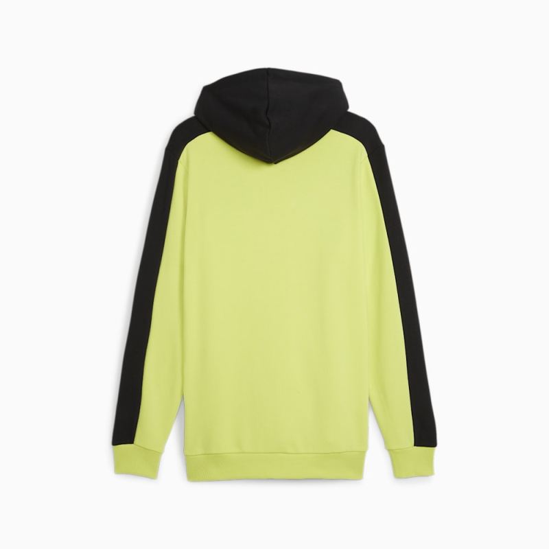 Puma | Men's Essentials+ Block Hoodie - Black-lime sheen