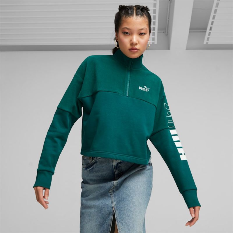 Puma | Women's POWER Colorblock Sweatshirt - Malachite