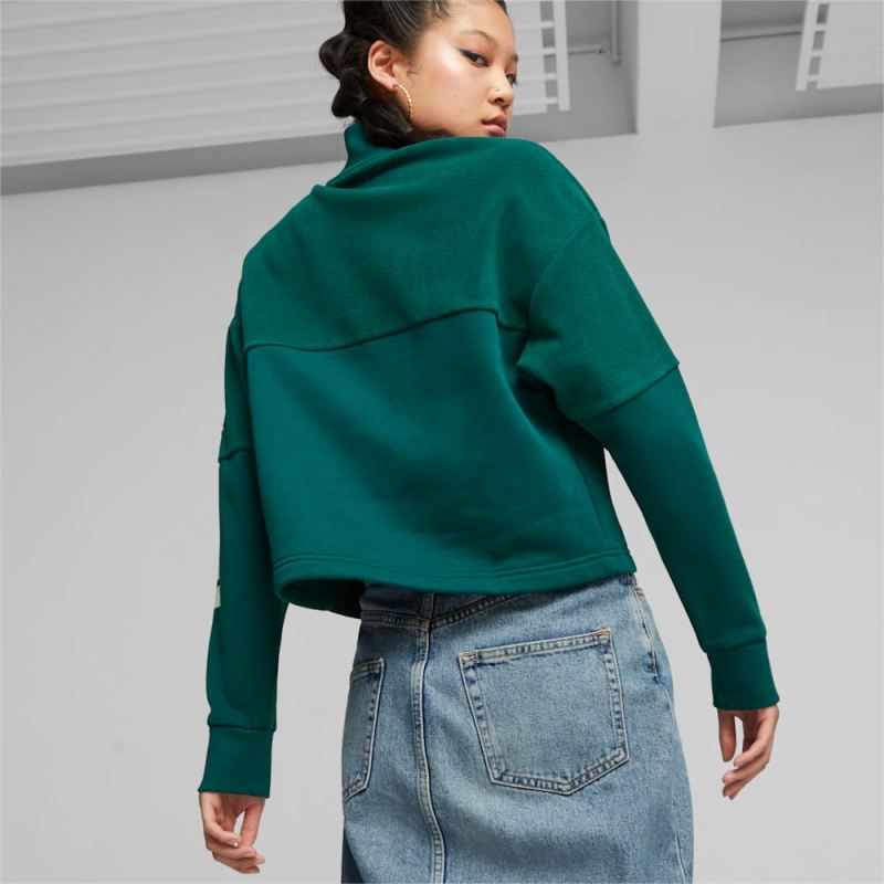 Puma | Women's POWER Colorblock Sweatshirt - Malachite