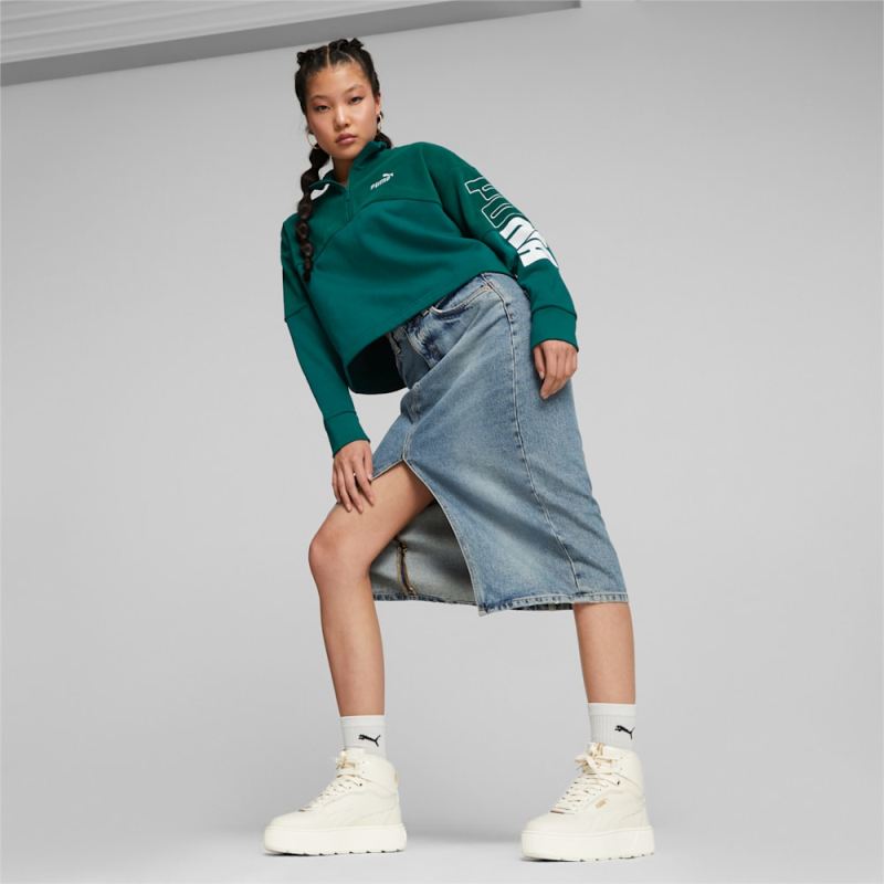 Puma | Women's POWER Colorblock Sweatshirt - Malachite