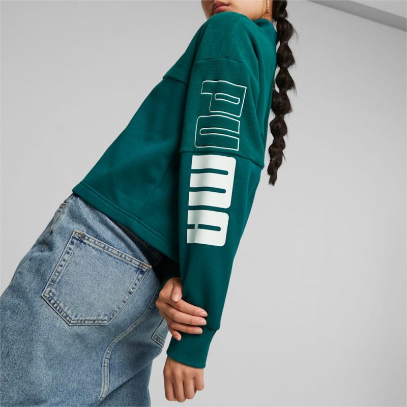 Puma | Women's POWER Colorblock Sweatshirt - Malachite