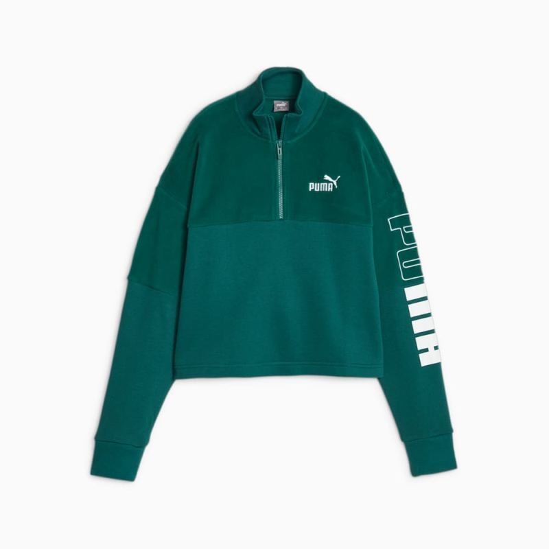 Puma | Women's POWER Colorblock Sweatshirt - Malachite