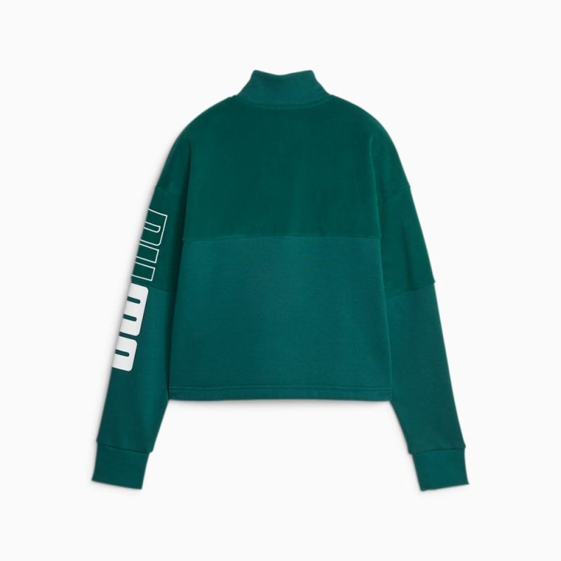 Puma | Women's POWER Colorblock Sweatshirt - Malachite