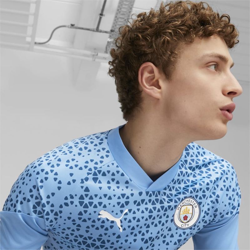 Puma | Men's Manchester City Soccer Training Jersey - Team Light Blue-Lake Blue