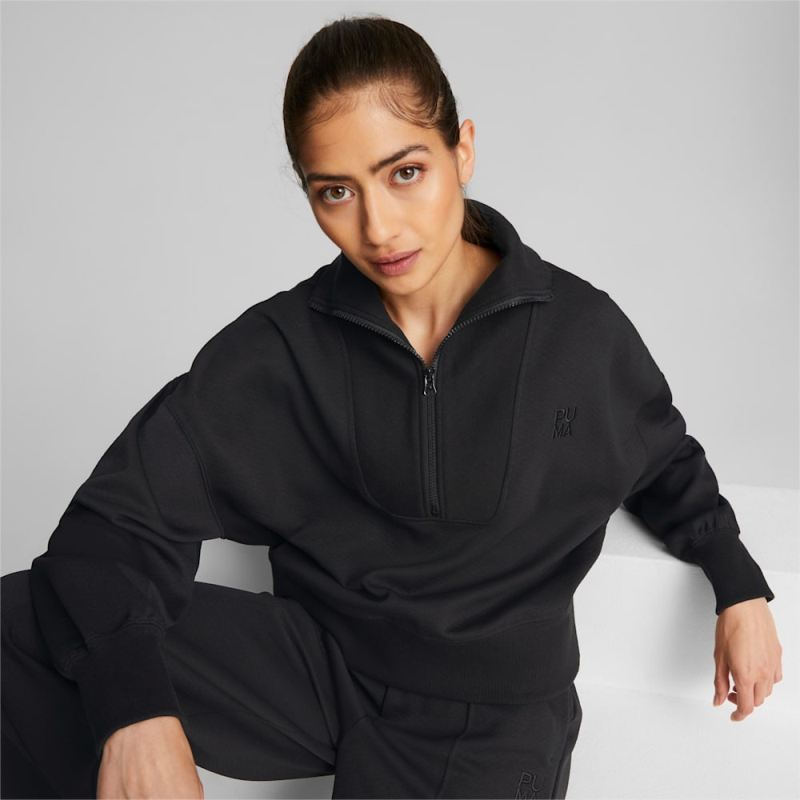 Puma | Women's Infuse Half-Zip Oversized Sweatshirt - Black