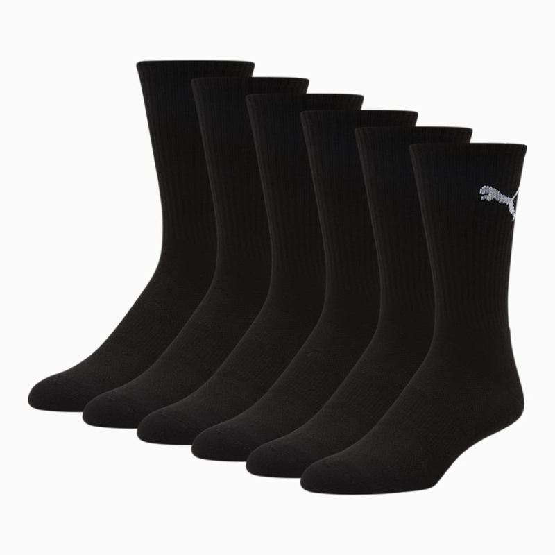 Puma | Men's Half-Terry Crew-Length Socks [3 Pairs] - BLACK / WHITE