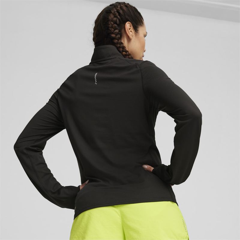 Puma | Women's RUN CLOUDSPUN Quarter-Zip Pullover - Black