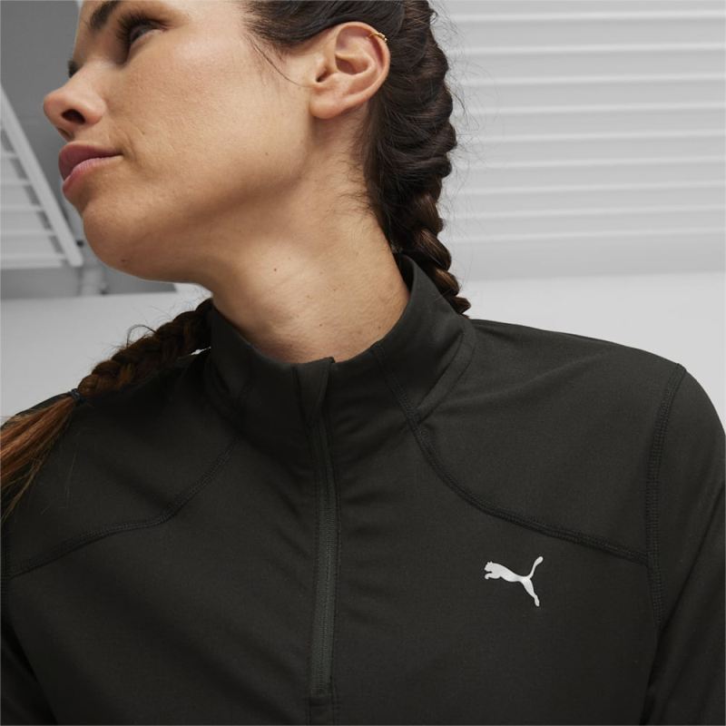 Puma | Women's RUN CLOUDSPUN Quarter-Zip Pullover - Black