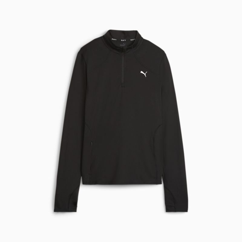 Puma | Women's RUN CLOUDSPUN Quarter-Zip Pullover - Black