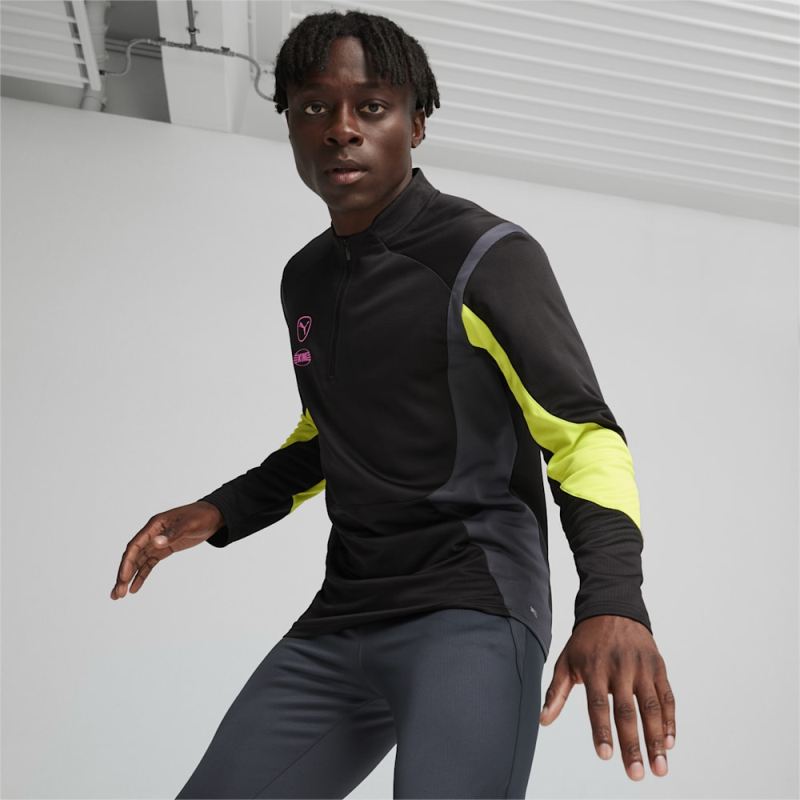 Puma | Men's KING Pro Quarter-zip Top - Black-Electric Lime