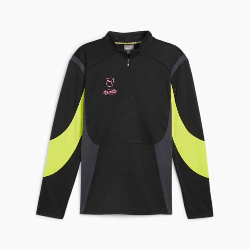 Puma | Men's KING Pro Quarter-zip Top - Black-Electric Lime