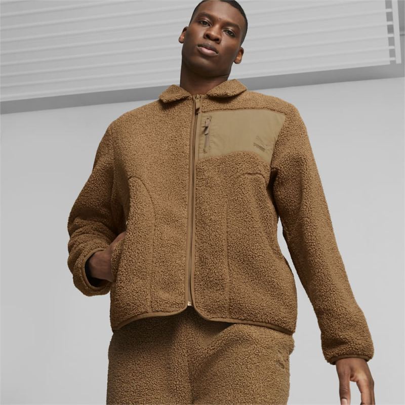 Puma | Men's CLASSICS Sherpa Jacket - Chocolate Chip