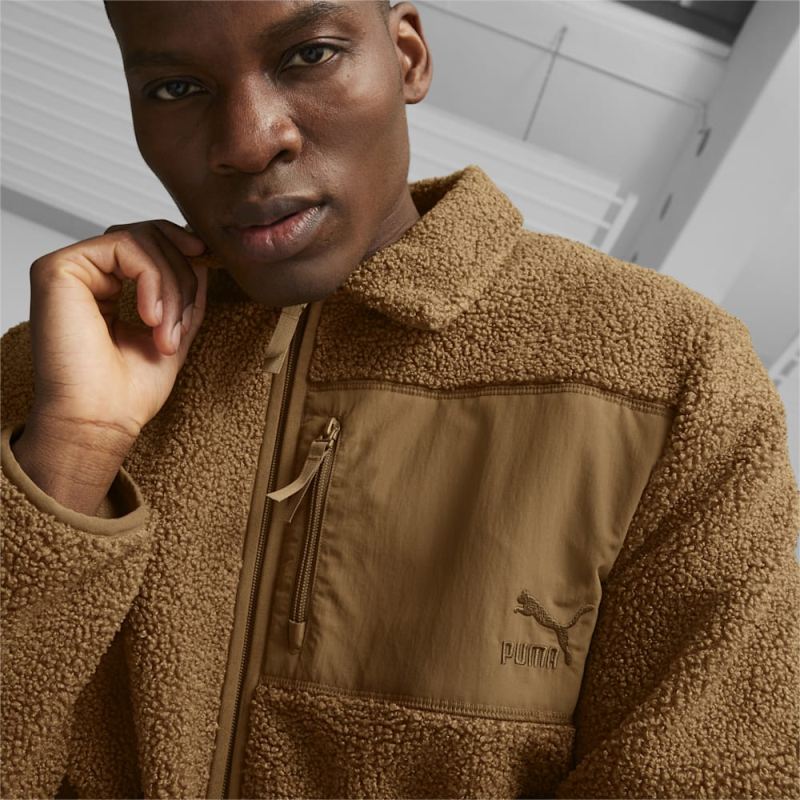 Puma | Men's CLASSICS Sherpa Jacket - Chocolate Chip