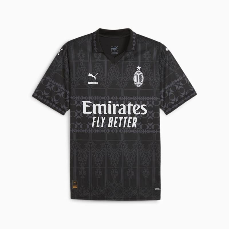 Puma | Men's AC Milan x PLEASURES Replica Soccer Jersey - Black-Asphalt