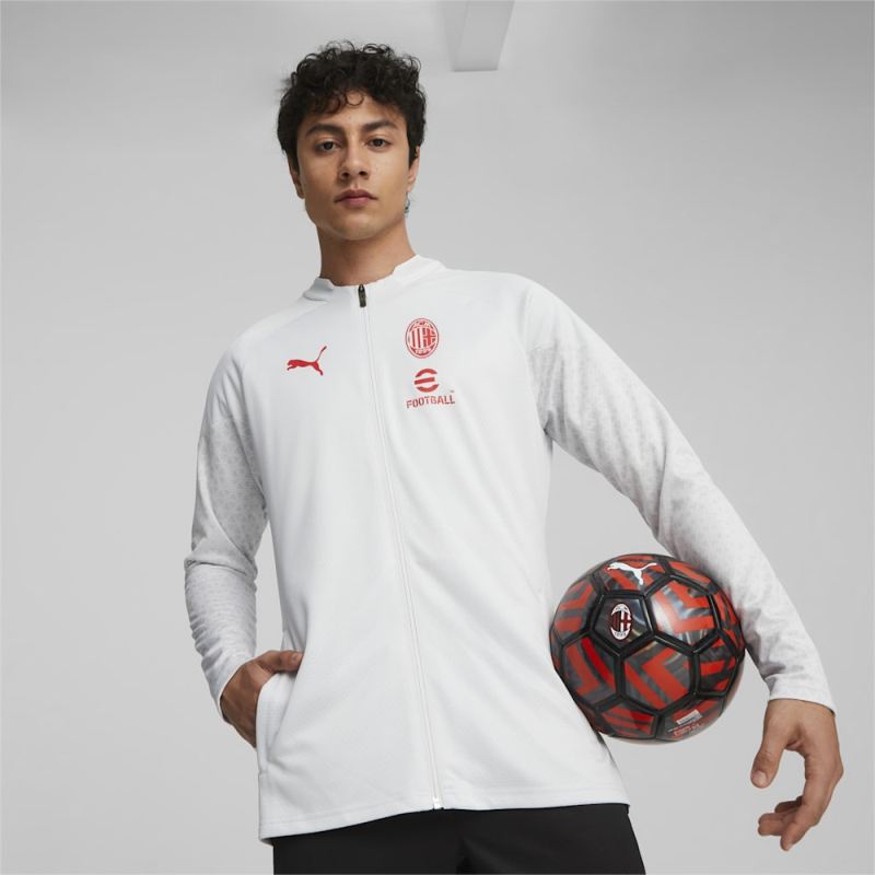 Puma | Men's AC Milan Soccer Training Jacket - Feather Gray-For All Time Red