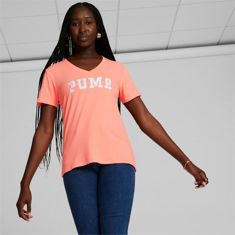 Puma | Women's Varsity Bloom Tee - Peach Pink Heather