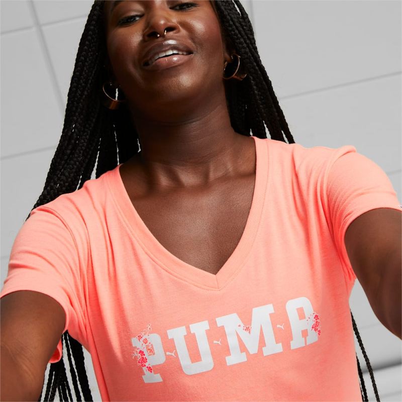 Puma | Women's Varsity Bloom Tee - Peach Pink Heather