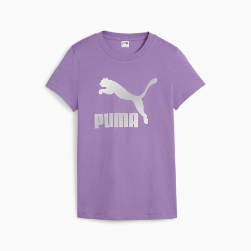 Puma | Women's CLASSICS Shiny Logo Tee - Ultraviolet