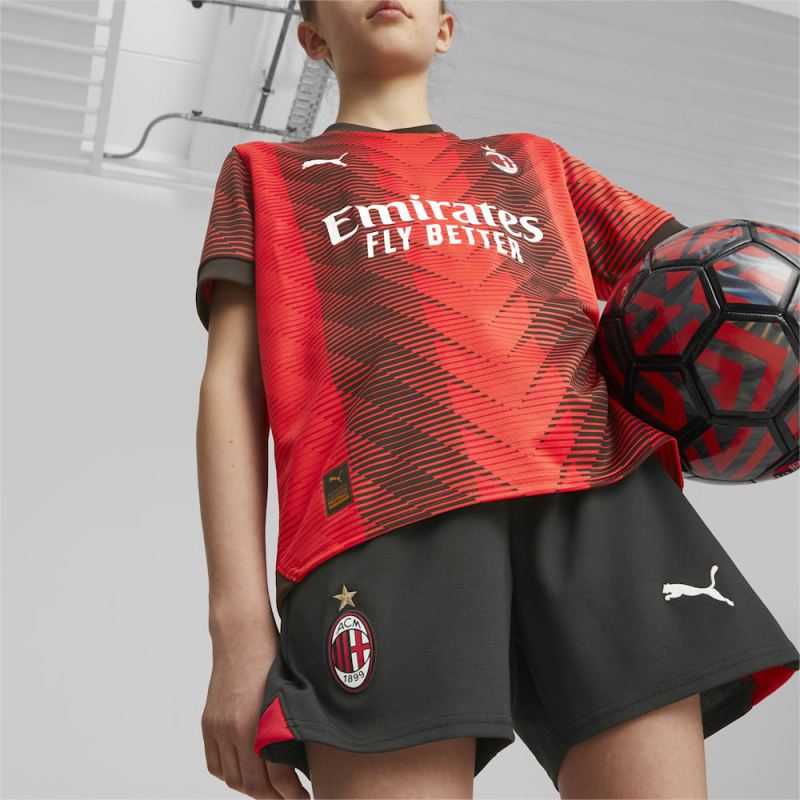 Puma | Girls AC Milan Big Kids Soccer Shorts - Black-For All Time Red