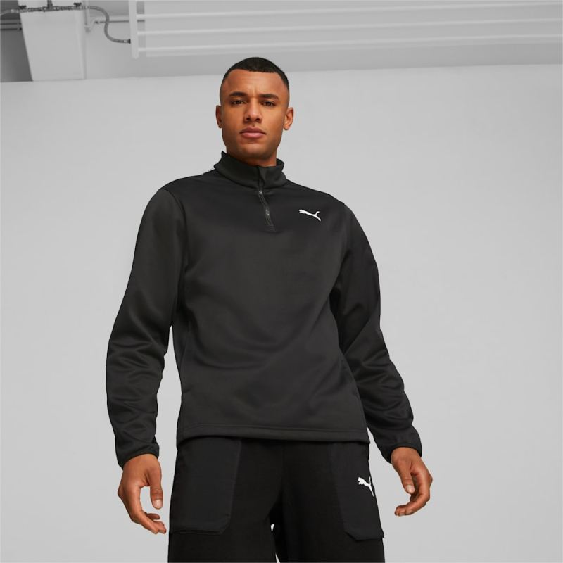 Puma | Men's Fit Training PWRFleece Quarter-zip - Black - Click Image to Close