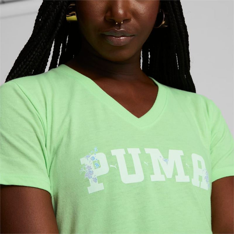 Puma | Women's Varsity Bloom Tee - Spring Fern Heather