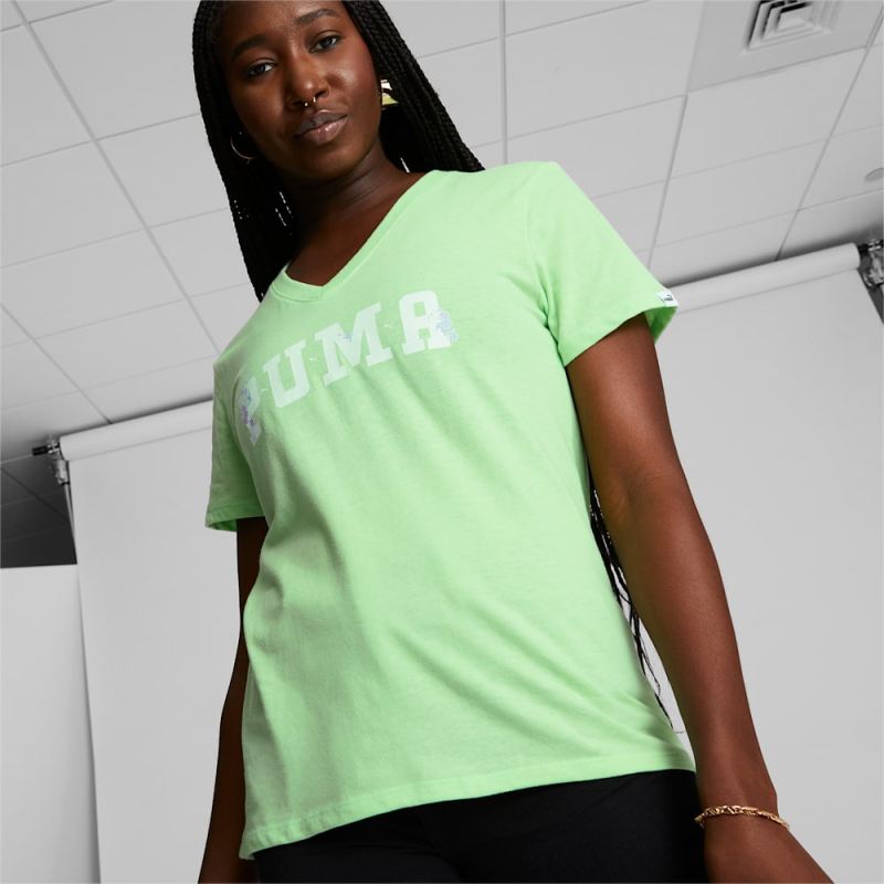 Puma | Women's Varsity Bloom Tee - Spring Fern Heather