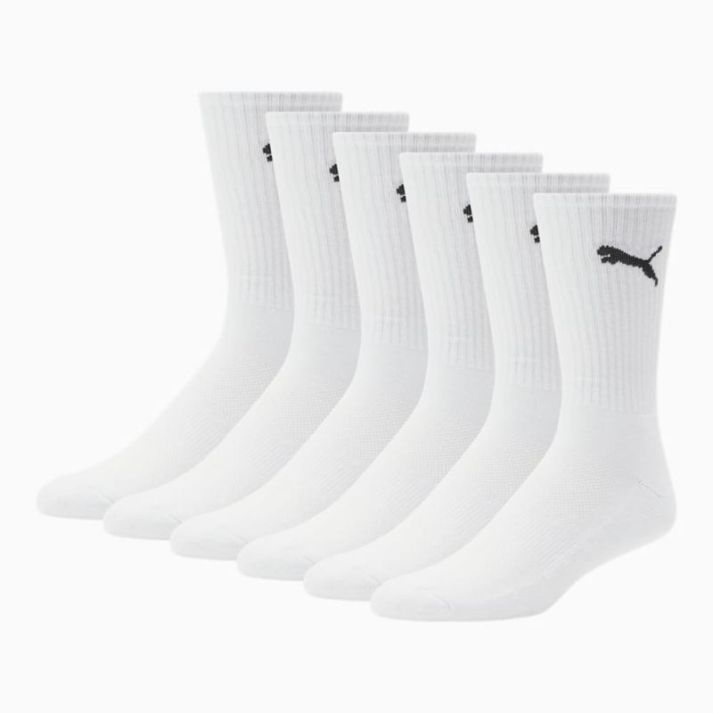 Puma | Men's Half-Terry Crew-Length Socks [3 Pairs] - WHITE / BLACK