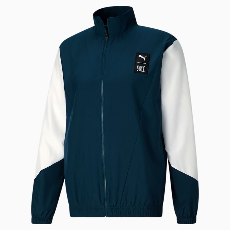 Puma | Men's x FIRST MILE Woven Full-Zip Running Jacket - Marine Blue-White