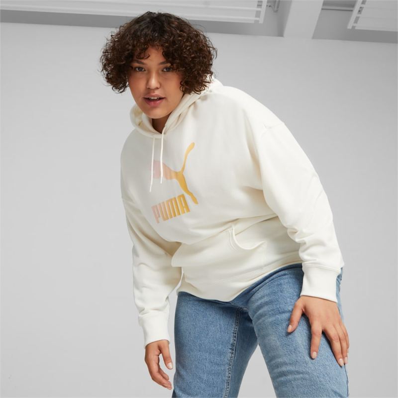 Puma | Women's Classics Logo Infill Hoodie - Warm White-Beach Days