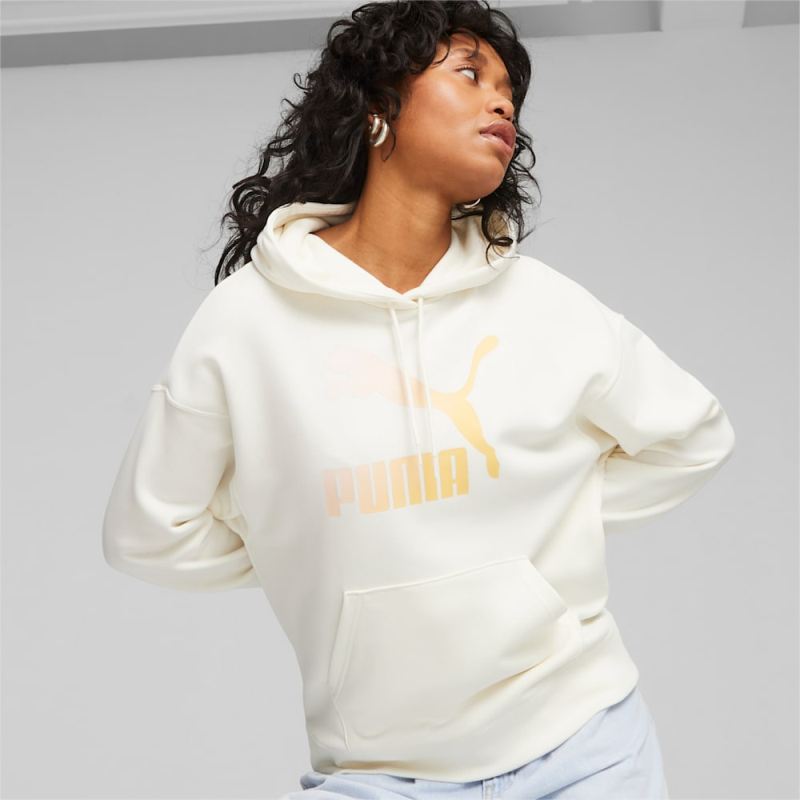 Puma | Women's Classics Logo Infill Hoodie - Warm White-Beach Days