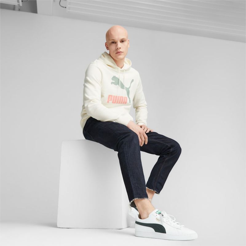 Puma | Men's Classics Logo Hoodie - Warm White-Green Fog