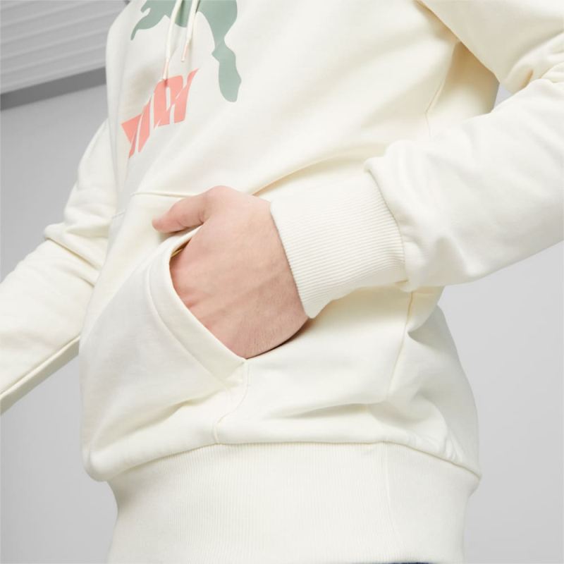 Puma | Men's Classics Logo Hoodie - Warm White-Green Fog