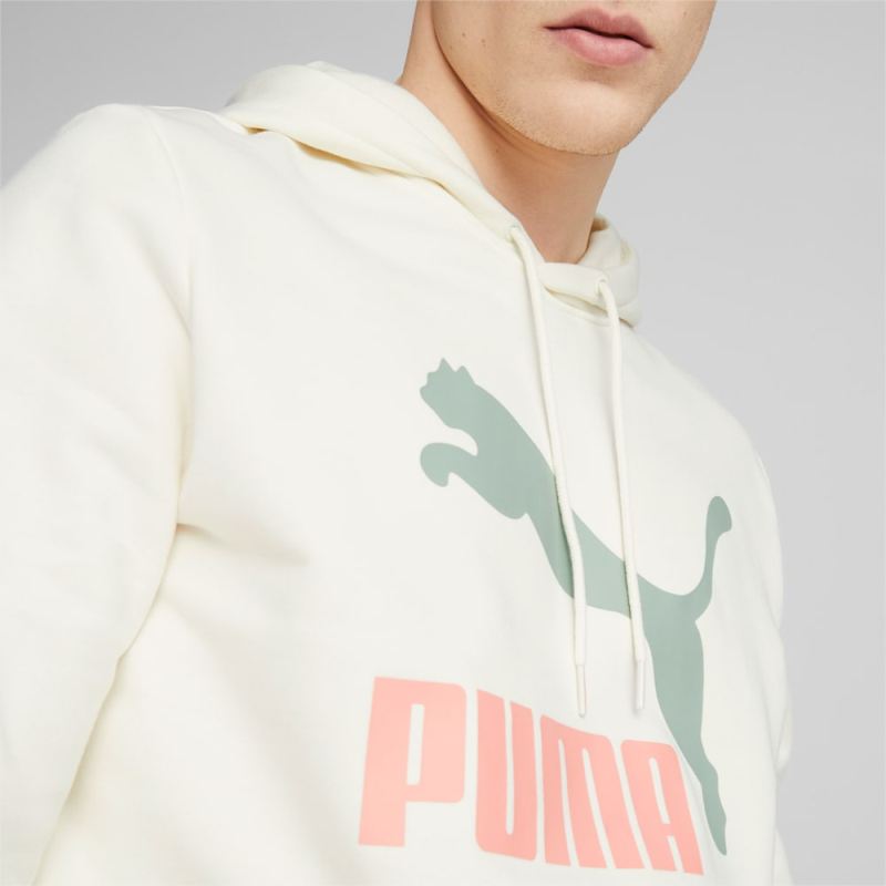 Puma | Men's Classics Logo Hoodie - Warm White-Green Fog