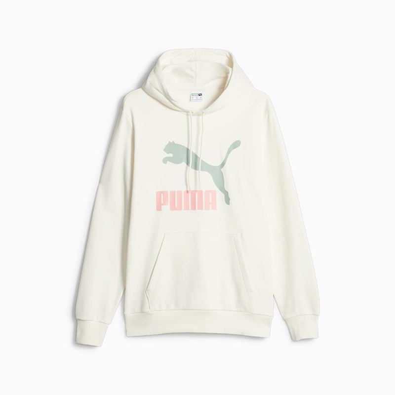 Puma | Men's Classics Logo Hoodie - Warm White-Green Fog