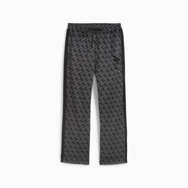 Puma | Men's T7 Straight Track Pants - Black-AOP