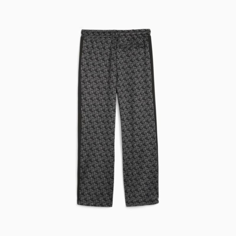 Puma | Men's T7 Straight Track Pants - Black-AOP