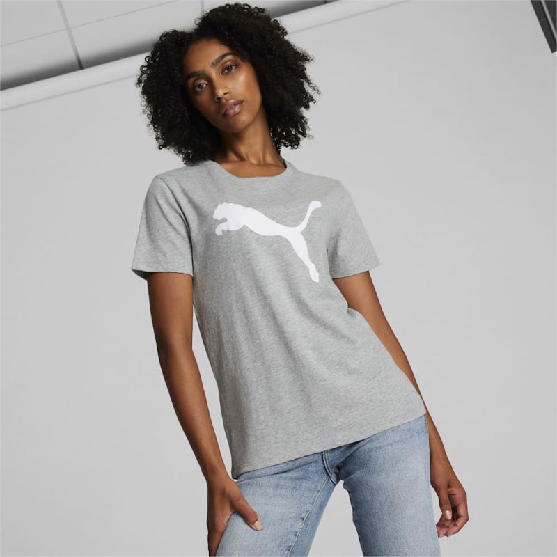 Puma | Women's Essentials Big Cat Logo Tee - Light Gray Heather