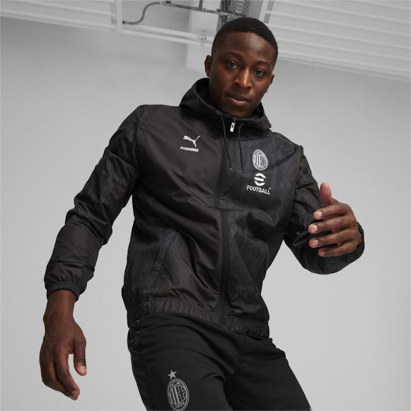 Puma | Men's AC MILAN x PLEASURES Football Pre-match Jacket - Black