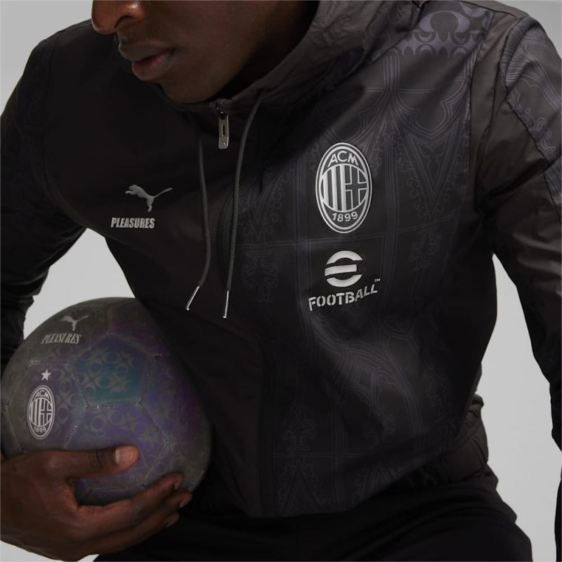 Puma | Men's AC MILAN x PLEASURES Football Pre-match Jacket - Black