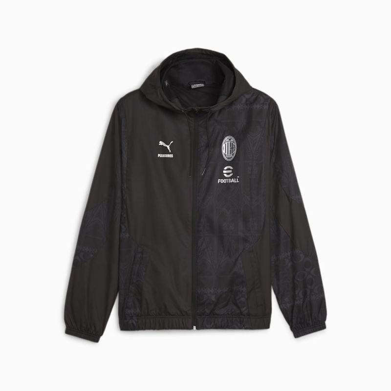 Puma | Men's AC MILAN x PLEASURES Football Pre-match Jacket - Black