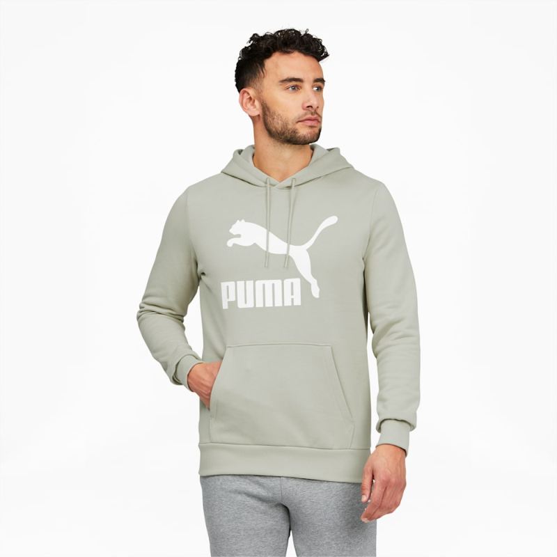 Puma | Men's Classics Logo Hoodie FL - Spring Moss-White