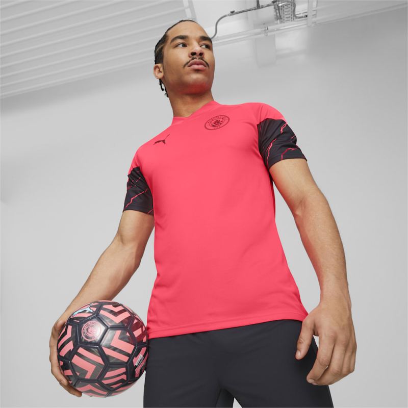 Puma | Men's Manchester City Soccer Training Jersey - Sunset Glow-Dark Navy - Click Image to Close