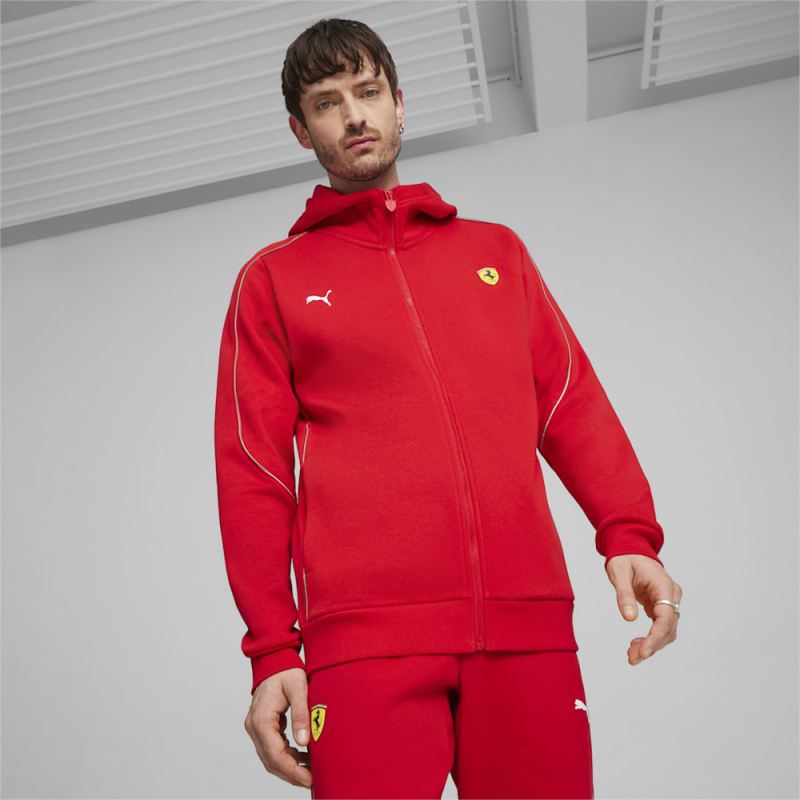 Puma | Men's Scuderia Ferrari Motorsport Race Hooded Sweat Jacket - Rosso Corsa - Click Image to Close